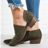 Niulatu 2012 Fashion Women Boots Spring Summer Block Low Heel Ladies Booties PU Leather Hollow Out Ankle Platform shoes DJSE