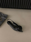Niulatu Black Baotou Sandals Fairy Shoes 2025 New Spring And Summer Pointed Diamond Single Shoes DJSE