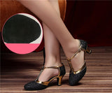 Niulatu New Modern Dance Shoes Women Ladies Closed Toe Tango Shoes Standard Waltz Ballroom Dancing Heels Indoor Suede Sole DJSE