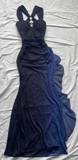 Niulatu Grape Navy Blue Chiffon Backless Evening Dress Long Party Prom Gown HZ1007
