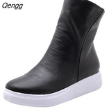 Niulatu Autumn Platform Boots Women Ankle Boots Casual Flat Short Boots Casual Shoes Sneakers Black White Red DJSE
