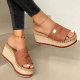Niulatu Summer Women Wedge Sandals Premium Orthopedic Open Toe Sandals Vintage Anti-Slip Leather Casual Female Platform Retro Shoes DJSE