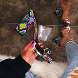 Niulatu Women Transparent Sandals Ladies High Heel Slippers Candy Color Open Toes Thick Heel Fashion Female Slides Summer Shoes DJSE