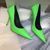 Niulatu Spring Green Ladies Pumps Pointed Toe Sexy Thin High Heels Fashion Shallow Pumps Stiletto Party Office Green Shoes DJSE