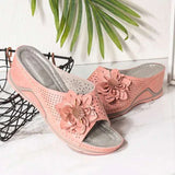 Niulatu Women's Slippers Casual Flower Hollow Wedge Beach Shoes Outdoor Fashion Platform Comfortable Non-slip Sandals Chinelo Macio DJSE