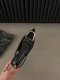 Niulatu Black Baotou Sandals Fairy Shoes 2025 New Spring And Summer Pointed Diamond Single Shoes DJSE