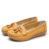 Niulatu Women Shoes Flats Genuine Leather Slip On Shoes For Women Slipony Loafers Nurse Ballerina Tassel Platform Shoes Ladies Plus Size DJSE