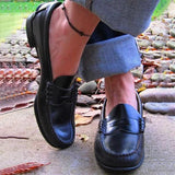 Niulatu Woman Summer Ladies Loafers Non-slip Flats Lace-up Sneakers Women Oxford Shoes Retro Mocassin Homme Plus Size 43 DJSE
