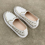 Niulatu Size 36-43 Casual Rivet Single Shoes Women's 2025 Spring New Rhinestone Lefu Shoes Flat Bottomed Fashionable Women's Shoes DJSE