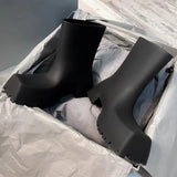 Niulatu Trendy Square Head Thick Bottom Rain Boots Non-Slip Waterproof Tooling Boots British Style Menand Women Couple Shoes DJSE