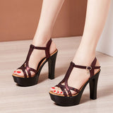 Niulatu Sexy High Heels Ladies Summer Dress Shoes For Women Female Leather Platform Wedge Heel Elegant Sandal 32 35 36 37 43 DJSE