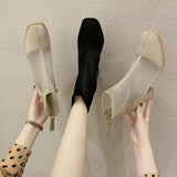 Niulatu Ankle Boot 2025 Women Boots Women's Shoes Autumn Square Heel Hollow Out Short Booties Back Zip Fashion Footwear Female DJSE