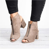Niulatu Sandals Ladies Shoes Gladiator Casual Peep Toe Antiskid Bottom Zipper Med Thick Heels Wedding Sandalias Mujer 6299W DJSE