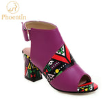 Niulatu printed gladiator sandals women peep toe mixed colors high heels hook & loop closure african shoes 2025 FT726 DJSE