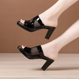 Niulatu Slipper Female Block Heel Platform Slippers Slides Women 2025 New High Heels Ladies Office Women's Summer Shoes Sandals DJSE