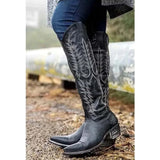 Niulatu Pointed Toe Cowgirls Chunky Heel Embroidery Mid Calf Boots For Women Fashion High Quality Casual Ladie Shoes DJSE