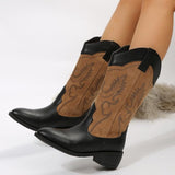 Niulatu Toe Cowgirl Women's Boots Half High Shoes for Woman Denim Cowboy Middle Heel Mid Calf Fashion 2025 Trend Hot Pu DJSE
