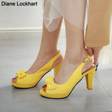 Niulatu High Heels Woman Pumps Sexy Open Toe Fish Mouth Shoe Woman Bowknot Party Sandals Ladies Summer Slingback Shoes DJSE