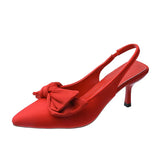 Niulatu Women's Shoes Autumn Orange Lace-up Stiletto Heel Pointed High Heel Rhinestone Buckle Temperament Muller Single Shoe Women DJSE