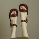 Niulatu Women Sandals Low Heels Basic Genuine Leather Office Ladies Casual Outdoor Shoes Woman Concise DJSE