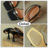 Niulatu 34-39 Women Sandals Genuine Leather High Heels Shoes For Women Summer Ankle Strap Buckle Sexy Stiletto Sandalias DJSE