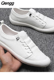 Niulatu Leather Shoes Men Sneakers Casual Male Footwear Fashion Brand White Shoes Mens Cow Leather White Sneakers A1697 DJSE