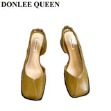 Niulatu Elegant Women Sandals Fashion Ladies Elastic Band Flat Heel Mule Shallow Slingback Party Dress Shoes Sandalias Mujer DJSE