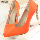 Niulatu Women pumps Sexy Pointed toe Luxury Metal high heels shoes woman Spring Summer Women party wedding shoes High heels Zapatos DJSE