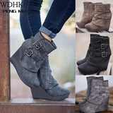 Niulatu Ankle Boots for Women Suede Wedges Zipper Solid Color Short Booties Round Toe Shoes Boots-women Dropshipping 2025 DJSE