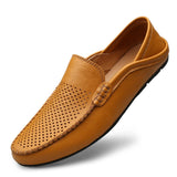Niulatu Mens Shoes Casual Luxury Brand Summer Men Loafers Genuine Leather Moccasins Light Breathable Slip on Boat Shoes JKPUDUN DJSE