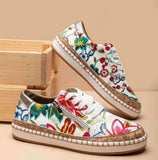 Niulatu Women Sneakers for Women 2025 Leather Floral Printed Vulcanized Shoes Lace-up Ladies Platform Sport Shoes Zapatillas DJSE