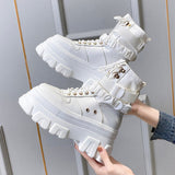 Niulatu Punk Chunky Platform Motorcycle Boots Women Autumn Winter Gothic Shoes Woman Thick Bottom Lace Up Ankle Botas Mujer DJSE