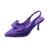 Niulatu Women's Shoes Autumn Orange Lace-up Stiletto Heel Pointed High Heel Rhinestone Buckle Temperament Muller Single Shoe Women DJSE