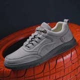 Niulatu Men's genuine Leather Casual Shoess lace up Trend Comfortable Men Shoes outdoor Sneakers British Fashion Men High Top Moccasins DJSE