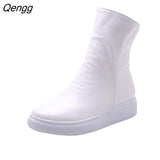 Niulatu Autumn Platform Boots Women Ankle Boots Casual Flat Short Boots Casual Shoes Sneakers Black White Red DJSE