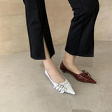 Niulatu Toe Low Heel Pumps Women Shoes Brand Belt Buckle Shallow Slip On Ballet Elegant Pumps For Party Dress DJSE