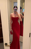 Niulatu Strapless Red Mermaid Evening Dress Long Prom Dress HZ1007