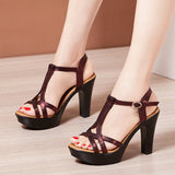 Niulatu Sexy High Heels Ladies Summer Dress Shoes For Women Female Leather Platform Wedge Heel Elegant Sandal 32 35 36 37 43 DJSE