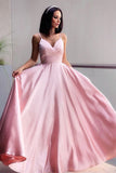 Niulatu Pink Spaghetti-Straps V-neck Long Prom HZ1007
