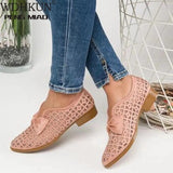 Niulatu New Fashion Bowtie Pointed Toe Women Flats Spring Shoes for Woman Platform Slip on Loafers Leather Drop Shipping 43 DJSE
