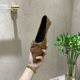 Niulatu Toe Low Heel Pumps Women Shoes Brand Belt Buckle Shallow Slip On Ballet Elegant Pumps For Party Dress DJSE