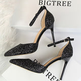 Niulatu Shoes Sexy High Heels Women Pumps Sparkle Sequins Stiletto Heels 10 Cm Party Shoes Women Heels Summer Women Sandals New DJSE