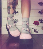 Niulatu Large Size 43 Sweet Lolita Gothic Style Girls Pink White Heart Decoration Mary Janes Flats Platform Casual Shoes Women DJSE