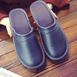 Niulatu men slippers luxury autumn winter flat shoes non-slip casual home rubber slippers male dad corcise leather shoes DJSE