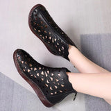 Niulatu Women's Hollow Out Zip Platform Breathable Boots Shoes for Women Botas Femininas Botines De Mujer Zapatos Chaussure DJSE