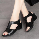 Niulatu for Women Summer Shoes Woman Fashion Peep Toe Elegant Comfort Beach Sandals Soft Leather Wearable DJSE