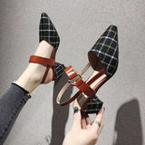 Niulatu Shoes New Hollow Coarse Sandals High-heeled Shallow Mouth Pointed Pumps Work Women Female Sexy High Heels Zapatilla Lattice DJSE
