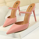 Niulatu Shoes Rivet High Heels Woman Pumps Pu Leather Women Heels 9cm Sexy Party Shoes Black Red Apricot Wedding Shoes Female DJSE