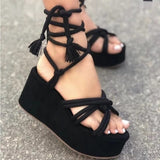 Niulatu Women Summer Fashion Women's Sandals 2025 Women's Wedge Sandals Cross Straps Casual Women's Shoes Women's High Heels DJSE