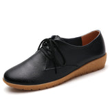 Niulatu Autumn women oxford shoes ballerina flats shoes women genuine leather shoes moccasins lace up loafers white shoes DJSE
